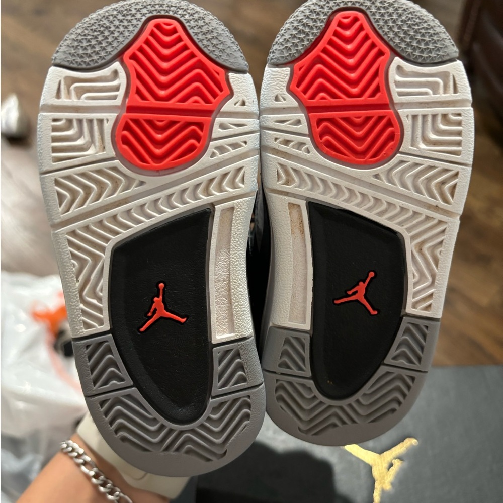 Jordan 4 Retro TD Black Red Gray Sneakers - Picture 3 of 10